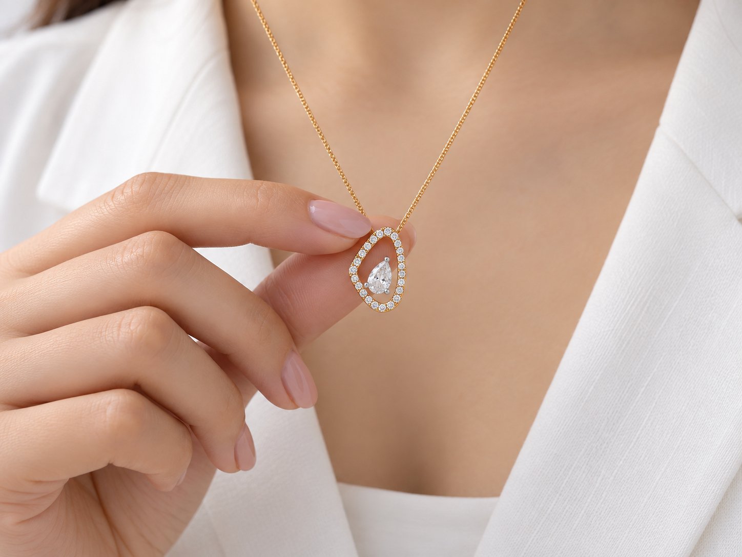 Moissanite Pendant with Chain - Image 3