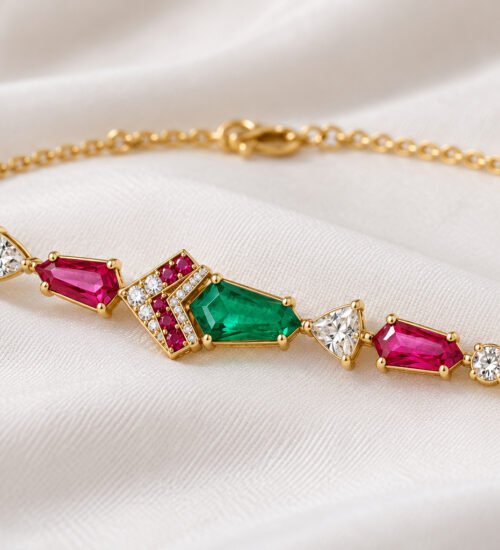 Moissanite & Synthetic Coloured Stone Bracelet